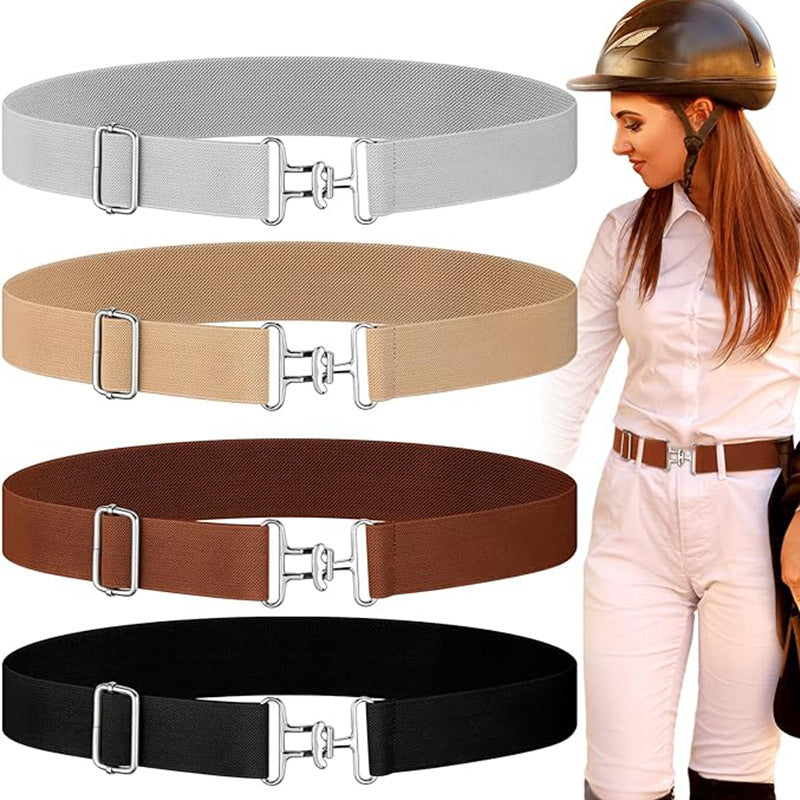 Stretchy Equestrian Riding Belt with Secure Shark Buckle