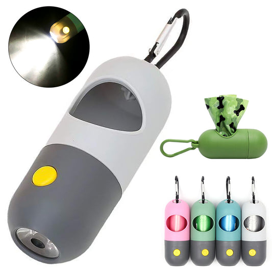 Pet Waste Bag Holder with LED Light – Walk Safe & Clean